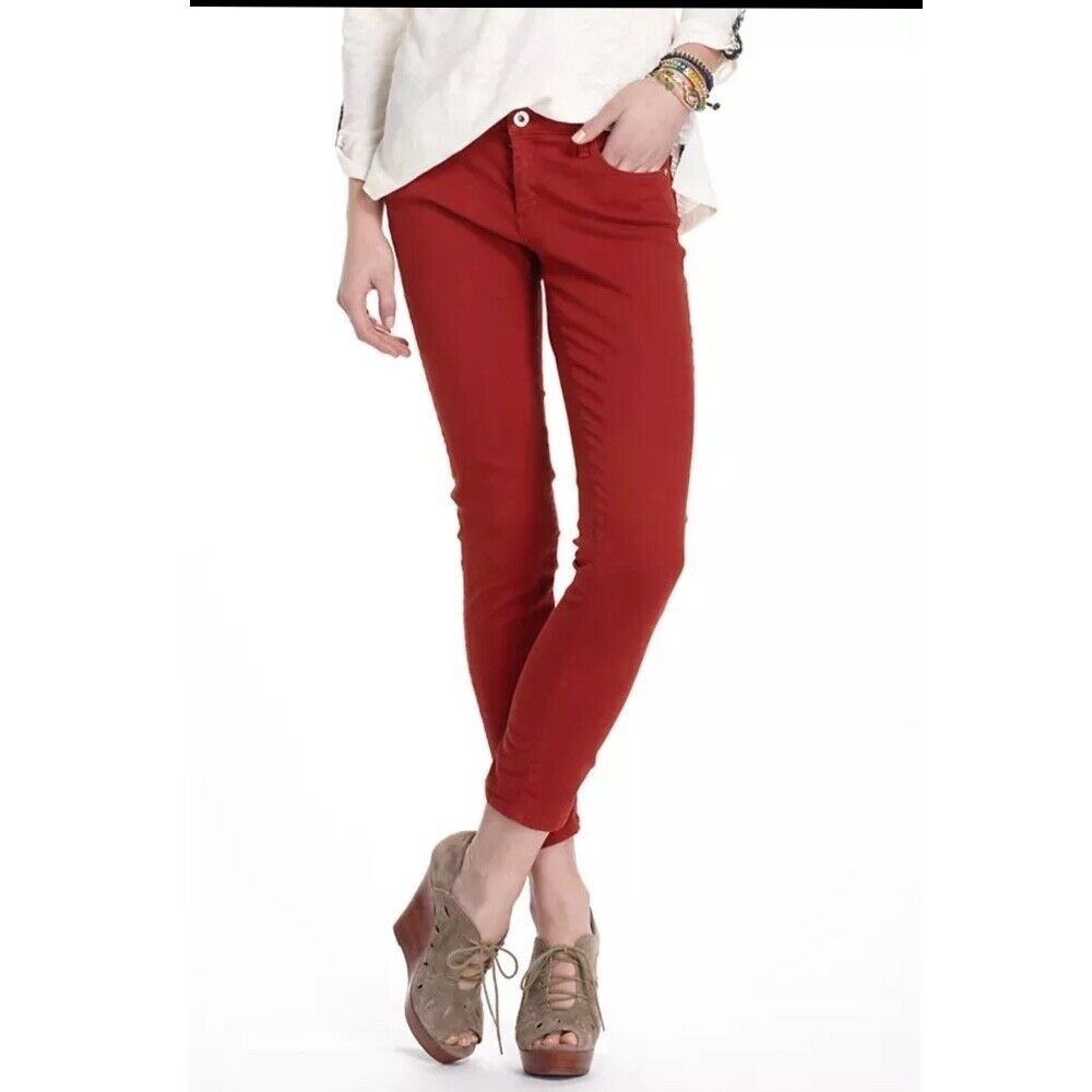 AG The Stevie Ankle Jeans Slim Straight Leg Rust‎ Colored Denim Pants Size 30R